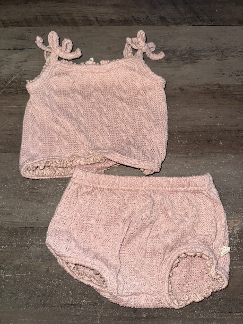 Girls Cable-Knit Set in Light Pink